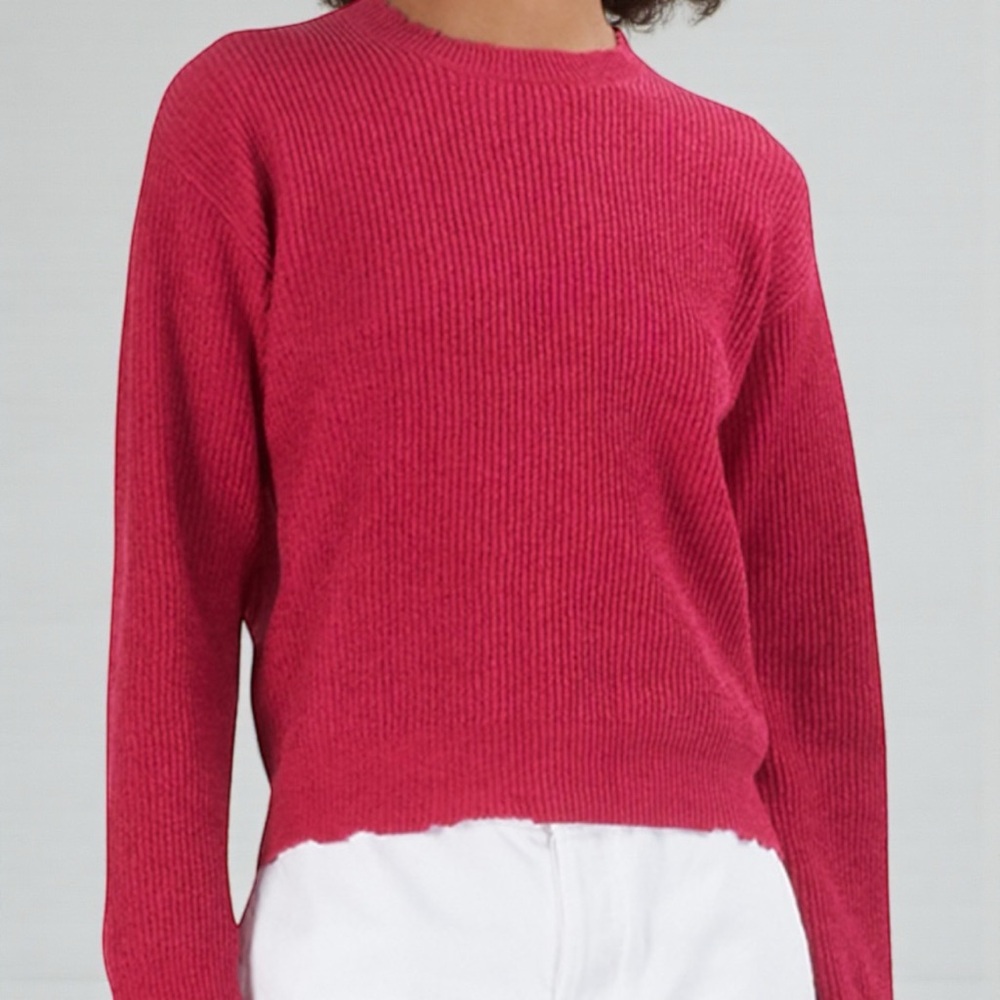 RtA Emma Sweater Fuschia pink distressed hemline long sleeve‎ women’s size XS